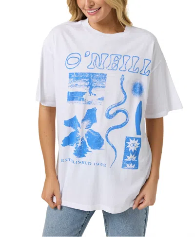 O'neill Women's Tropic Meltdown Oversized Crewneck Cotton T-shirt In White