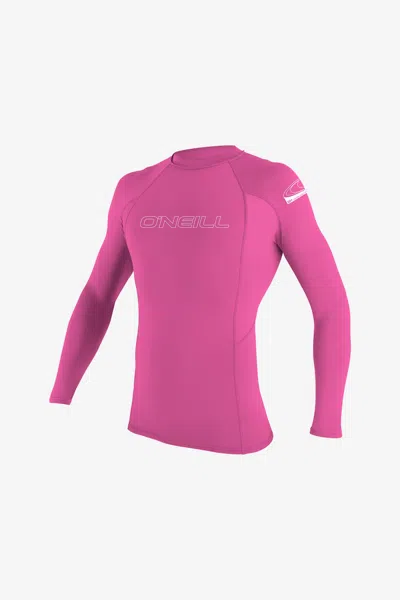 O'neill Women's Youth Basic Skins 50+ Long Sleeves Rash Guard In Black