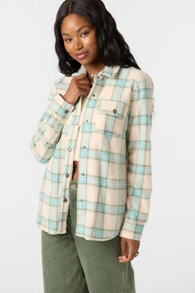 O'neill Zuma Print High Pile Fleece Shirt Jacket In Neutral