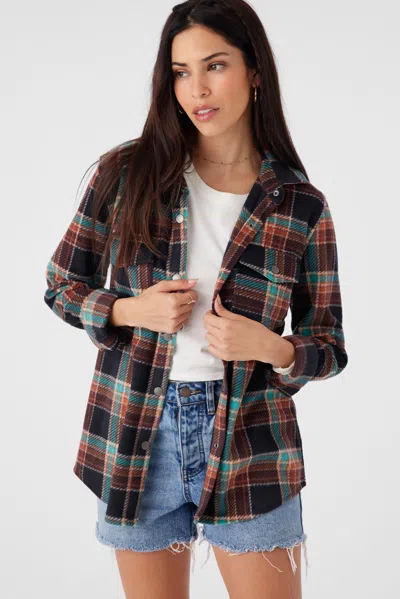 O'neill Women's Zuma Superleece Flannel Shirt In Black