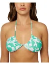 O'neill Womens Floral Removable Padding Bikini Swim Top In Green
