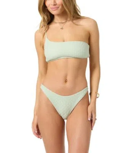 O'neill Oneill Womens Willow Weave Seal Beach One Shoulder Swim Top Bottoms In Green