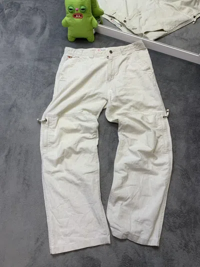 Pre-owned Oneill X Vintage 90's O'neill Cargo Cotton Faded Pants Embroidered Usa In White