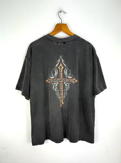 Pre-owned Oneill X Vintage 90's Oneill O'neill Surf Cross Tee Affliction Style In Asphalt Gray