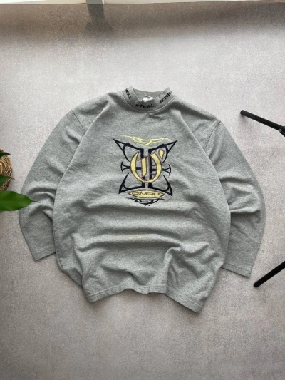 Pre-owned Oneill X Vintage Oneill Distressed Big Logo Y2k Rap Sweatshirt In Beige