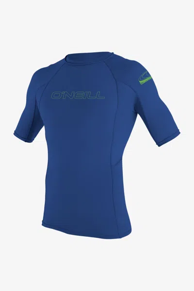 O'neill Youth Basic Skins 50+ Short Sleeves Rash Guard In Blue