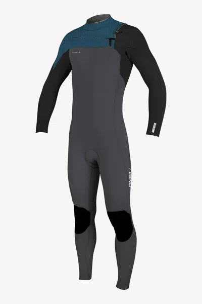 O'neill Youth Hyperfreak 4/3mm+ Chest Zip Full Wetsuit In Gn/blk/blu