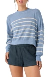 O'neill Zephi Stripe Crop Sweater In Faded Denim
