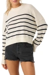 O'neill Zephi Stripe Crop Sweater In Winter White