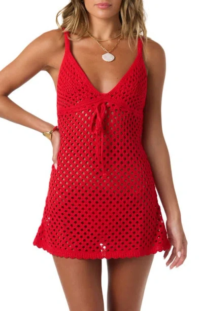 O'neill Zoey Sheer Cotton Cover-up Mini Sundress In Red