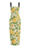 One/of Keynes Floral Taffeta Midi Dress In Yellow
