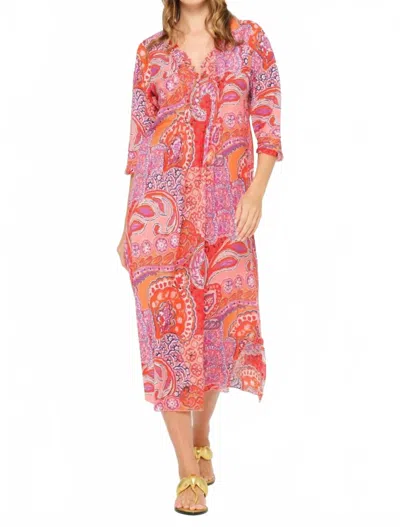 Oneseason Brazil Long Poppy Midi Dress In Coral In Multi