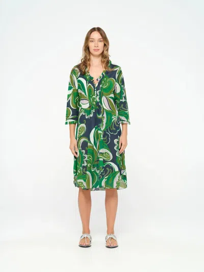 Oneseason Costa Nova Middy Poppy Dress In Emerald In Green