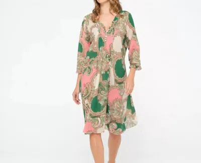 Oneseason Faro Middy Poppy Midi Dress In Green In Multi