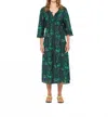 Oneseason Floraganza Middy Poppy Dress In Esmerald Floral In Green