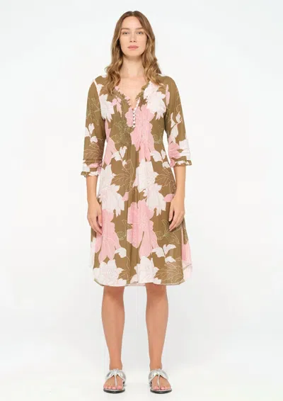 Oneseason Playa Middy Poppy Dress In Camel In Multi