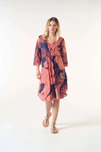 Oneseason Portofino Middy Poppy Dress In Coral In Pink