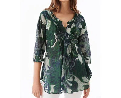 Oneseason San Miguel Cotton Poppy Top In Emerald In Green
