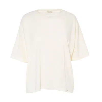 Onesta Women's Neutrals Cream Oversized Box Tee In White