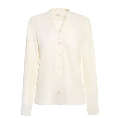 Onesta Women's Neutrals Lenzing Modal Frill Blouse