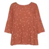 Onesta Women's Yellow / Orange / Brown Lenzing Peplum Top With Chestnut Print In Yellow/orange/brown