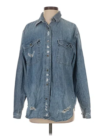 Pre-owned Oneteaspoon Long Sleeve Button Down Shirt In Blue