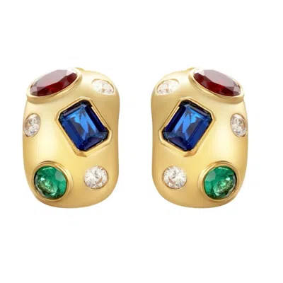Onewildone Women's Apricity Colourful Gem Chunky Gold Earrings