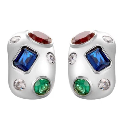 Onewildone Women's Apricity Colourful Gem Chunky Silver Earrings