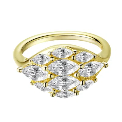 Onewildone Women's Feel Good Dome Marquise Gold Statement Pinky Ring