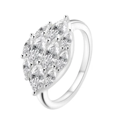 Onewildone Women's Feel Good Dome Marquise Silver Statement Pinky Ring