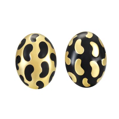 Onewildone Women's Gold / Black Born To Be Wild Leopard Earrings In Multi