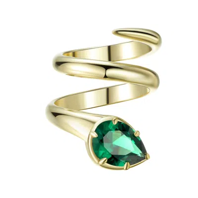 Onewildone Women's Gold / Green When You Know You Know Gold & Emerald Twisted Snake Pinky Ring