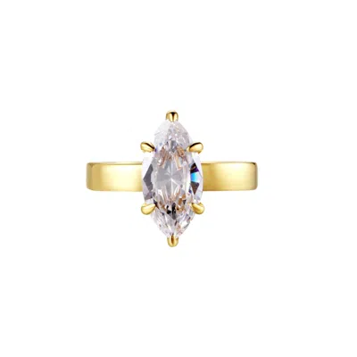 Onewildone Women's Gold Make Your Own Luck Marquise Solitaire Pinky Ring