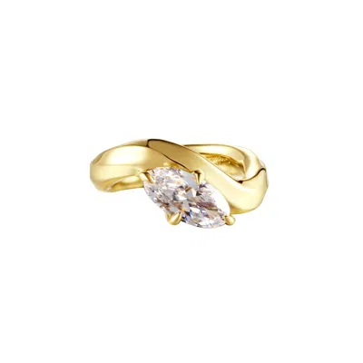 Onewildone Women's Gold My Love Language Sculptural Marquise Pinky Ring