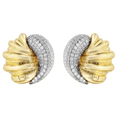Onewildone Women's Gold / Silver Go Off Sculpted Two-tone Pavé Earrings In Multi
