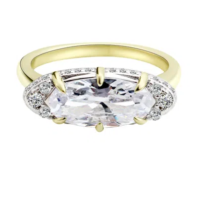 Onewildone Women's Gold / Silver The Rest Of The World Can Wait East-west Gold Ring In Multi
