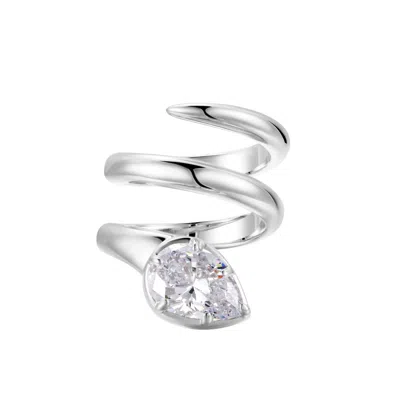 Onewildone Women's When You Know You Know Silver Twisted Snake Pinky Ring