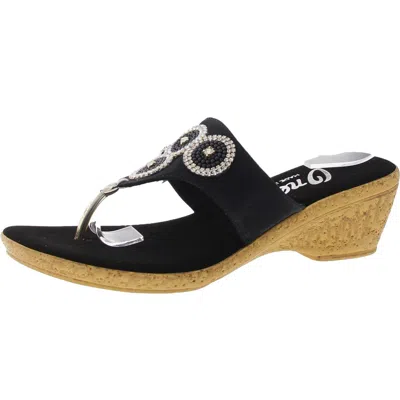 Onex Womens Embellished Wedge Sandals In Black