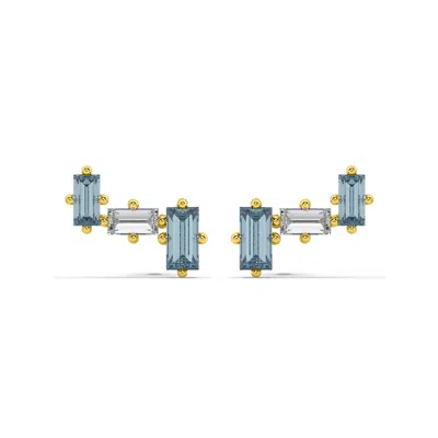 Oni Fine Jewelry Women's Aquamarine & Diamond Cluster Tri-stud - Gold