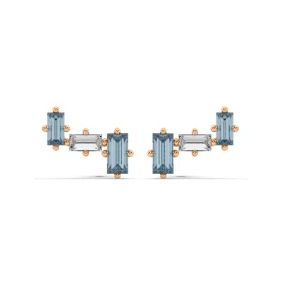 Oni Fine Jewelry Women's Aquamarine & Diamond Cluster Tri-stud - Rose Gold