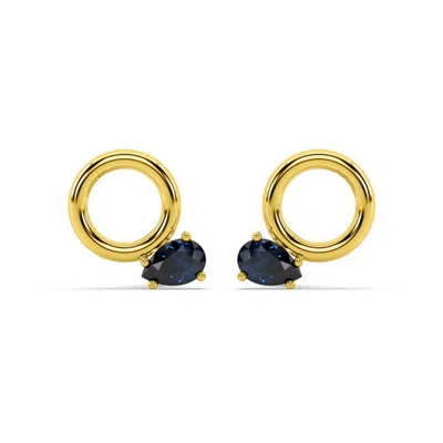 Oni Fine Jewelry Women's Blue Sapphire Donut Stud - Gold