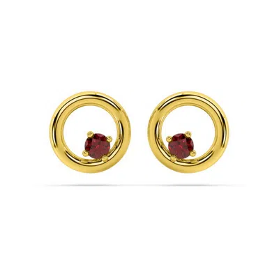 Oni Fine Jewelry Women's Round Ruby Donut Stud - Gold