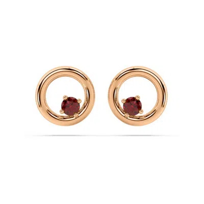 Oni Fine Jewelry Women's Round Ruby Donut Stud - Rose Gold