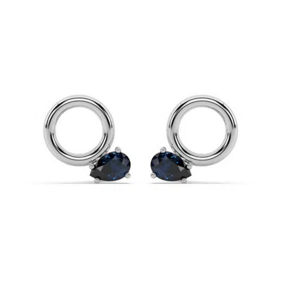 Oni Fine Jewelry Women's Silver Blue Sapphire Donut Stud