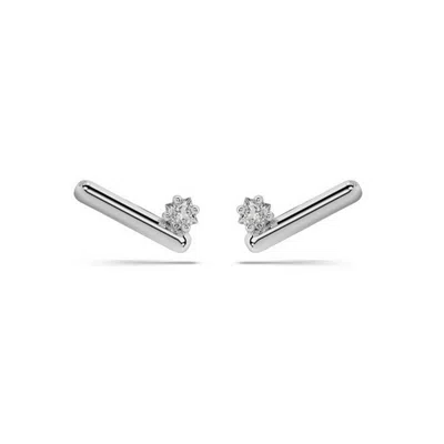 Oni Fine Jewelry Women's Silver Diamond Bar Stud In Metallic