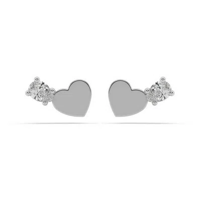 Oni Fine Jewelry Women's Silver Diamond Heart Stud