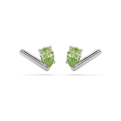 Oni Fine Jewelry Women's Silver Peridot Bar Stud In Metallic