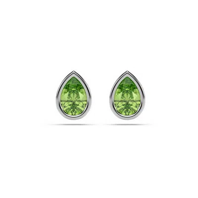 Oni Fine Jewelry Women's Silver Peridot Pear Stud In Green