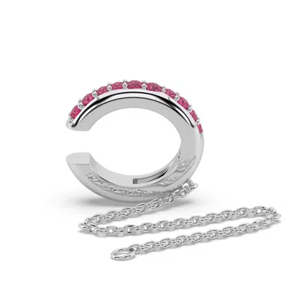 Oni Fine Jewelry Women's Silver Pink Tourmaline Studded Ear Cuff