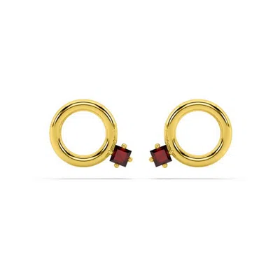 Oni Fine Jewelry Women's Square Ruby Donut Stud - Gold